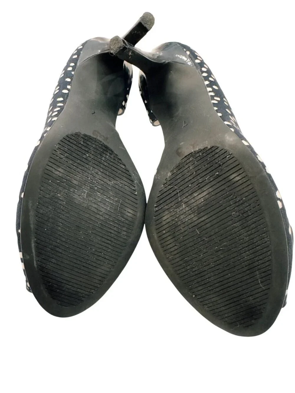 Coach and Four Women's Black White Polka Dot Peep Toe Heels Bow Size 7